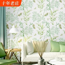 Small fresh TV background wallpaper literary pastoral style green small floral warm bedroom living room Nordic wallpaper