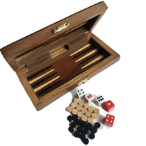 Collectors edition workmanship walnut solid wood mini portable backgammon