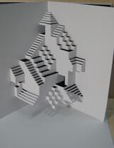 Solid paper sculpted solid form solid folded paper building handmade DIY paper-cut model stereo greeting card Z423