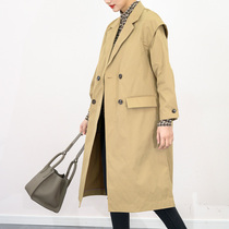 Autumn and winter British style camel suit collar clip cotton windbreaker long coat day new home KD925D12