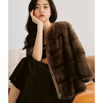 W14 WPY04031 Copenhagen traceable purple grade primary color mink fur 7 times sleeve coat women