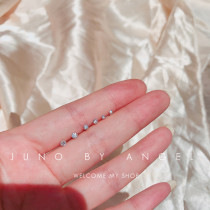 Simple S925 sterling silver mini ear hole four-claw rhinestone small earring stick versatile male and female couple ear bone nail Korea