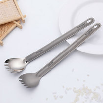 Tiartisan outdoor picnic pure titanium tableware long handle fork spoon picnic camping trip portable light Ta8121