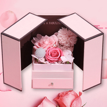 Send girlfriend to give girlfriends gift forever flower jewelry box creative rose necklace earrings packaging storage box 2021