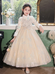 儿童礼服公主裙秋冬加厚女童生日花童婚礼主持人小女孩钢琴演出服