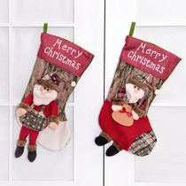 Golden stone edge Christmas decorations 47cm plush Christmas socks gift socks window wall layout Christmas socks