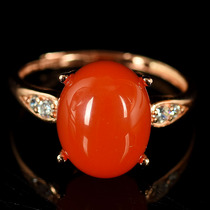 2 36G ring exquisite southern red agate S925 inlay ring adjustable