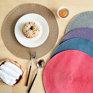 圆形欧式pp材质素色西餐垫餐垫手工防水防油编织隔热垫简约盘垫