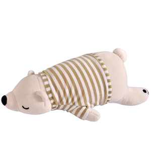 趴趴熊北极熊毛绒玩具公仔抱枕娃娃抱着睡觉白色小熊条纹可爱软体