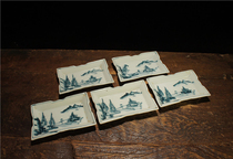 Interesting collection] Guyimanli burned blue and white hand-painted landscape tea ceremony incense style style Wen way room tray