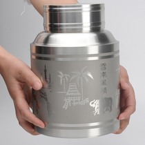 Sand blasting style pure tin - large tea cans craft fine art master Li Zussen works Yunnan pure tin
