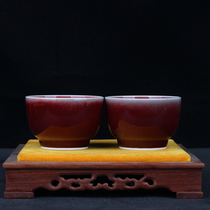 Jingdezhen 1970-1972 Jianguo Porcelain Factory Color Glaze Cup A pair of gift collection Jiapin A7