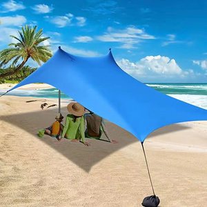 亚马逊热卖莱卡天幕折叠防晒雨篷布家庭户外沙滩露营帐篷遮阳