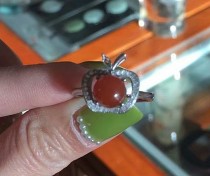 925 silver inlaid natural South red ring