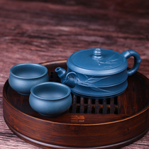 Good mud set leakage (round bamboo) 240cc raw ore green mud Yixing authentic purple sand pot