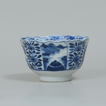 Overseas return flower (old certificate and certificate) blue flower character mountain floral tattoo cup