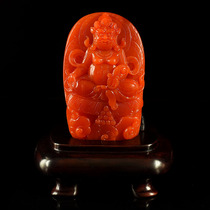 239 96 grams (collection of original mine Baoshan Daquigou persimmon red) Sugong fine carved Buddha statue Nanhong agate ornaments