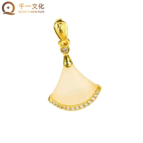 2021 New gold 999 and Tian Yu necklace jade jade jade pendant bank with the same big name picked up