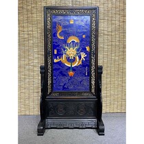 Porcelain plate painting blue background pastel (Dragon) screen-YZ27583