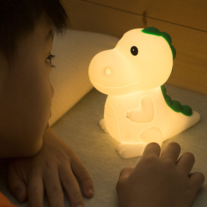跨境恐龙硅胶小夜灯创意礼品动物充电暖光七彩调光拍拍伴睡灯
