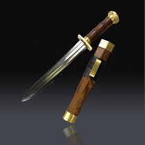 Chicken Wings Wood Double Groove Little Gentleman Sword Longquan Forged Short sword anti-body sword Sword Flower Pattern Steel Han Sword Unopened Blade