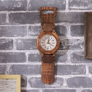 欧式墙上挂钟创意手表客厅座钟桌面摆放两用实木复古餐厅装饰钟表