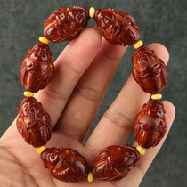 1 9x2 8cm Yuhua Old string (chaise god) shall be immoralized with a work of olive nuclear sculpted three-flower oil nuclear mens hand strings