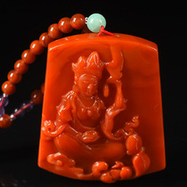 50 42 grams (send Nanhong necklace) nine persimmons red Sugong fine carved Buddha statue south red agate pendant