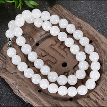 Drain the round Pearl necklace One level white true jade Xinjiang Old stock Fidelity Belt Certificate