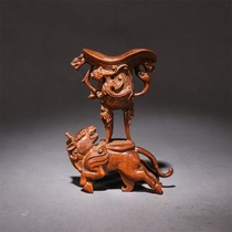 Old Tibetan Boxwood Rui Beast Chi Long Jue Cup H-1540