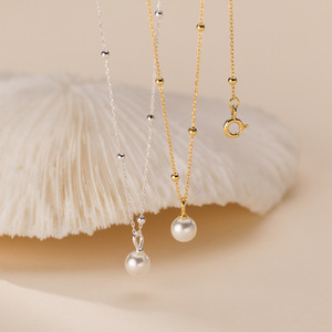 爱洛奇S925纯银低奢合成珍珠间隔光珠项链高级感设计颈饰品Y01069