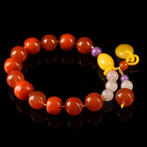 22 54g 10mm persimmon red fine woven design south red agate with beeswax hand string