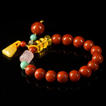 27 30 grams 10-10 5mm nine-mouthed persimmon red fine design South red agate with beeswax handstring