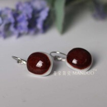 High-grade personality ceramic ring characteristics national culture handicrafts dark red ceramic porcelain earring pendant