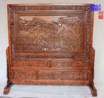 Dongyang wood carved floor screen Solid wood welcome pine Chinese solid wood double-sided carved screen Living room office partition