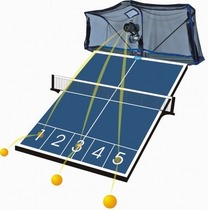 There are also recycled tennis balls surrounded by three sides of the Oki table tennis tee machine