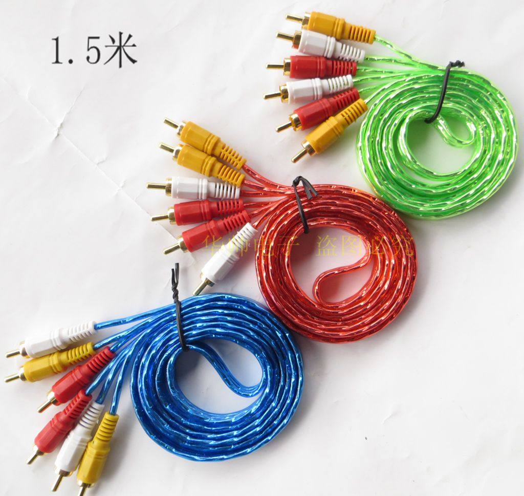 3 pairs of 3av line lotus head line av audio and video line HD conversion line TV set-top box DVD cable 6 headline