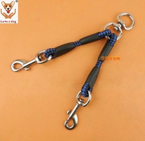 Not knotted double head chain tow tow rope at the same time hold two dog pets one drag two traction with medium dog 10mm