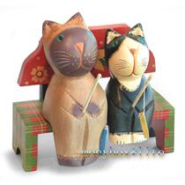 Fishing sitting stool small flower cat hand-painted pattern to cat log ornaments