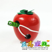 Childrens toys Intellectual toys Wooden large insects eat apples Threading toys String rope toys