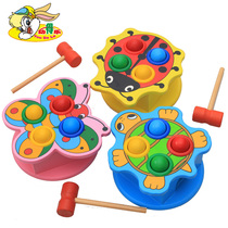 Young Dele wooden animal piling and hamster percussion table childrens baby enlightenment educational toy percussion 1-2 years old
