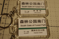 Beijing Metro Line 8 Forest Park South Gate Station sign key chain(the picture shows both sides)