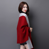 Autumn and winter cloak with sleeves cloak women thick cashmere shawls wedding outside warm cheongsam knitted wool cardigan mother