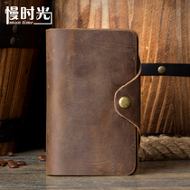  Mantime Crazy Horse leather handmade wallet Mens long leather wallet Retro first layer cowhide wallet Mens leather wallet