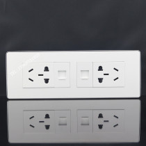 Silver edge large version 118 type power supply with computer telephone switch socket panel small five-hole network telephone socket
