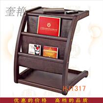 Erosion Wood L-shaped vertical newspaper holder book Newspaper Exhibition rack dark coffee pattern hotel hall display rack