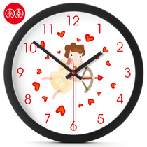 Li Li Art Wall Clock Wall Watch Love Cupid Living Room Creative Quartz Clock Mute Clock Personality Big Clock