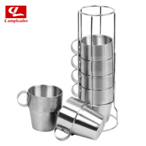  Outdoor non-magnetic cup Stainless steel double-layer cup Picnic heat insulation and anti-scalding coffee cup Beer cup 6-piece set cup