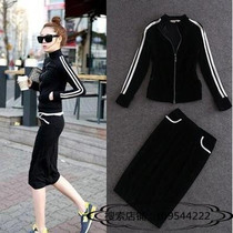 South Korea Spring Autumn Winter New Products Foreign Gas Gold Velvet Blouse Half Body Dress Two Sets Women Fashion Body Sports Suit Tide