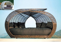 Outdoor Birds Nest Laying Bed Covered Rattan Bed Sofa Recliner Villa Courtyard Rattan Bed Balcony Leisure Sofa Bed